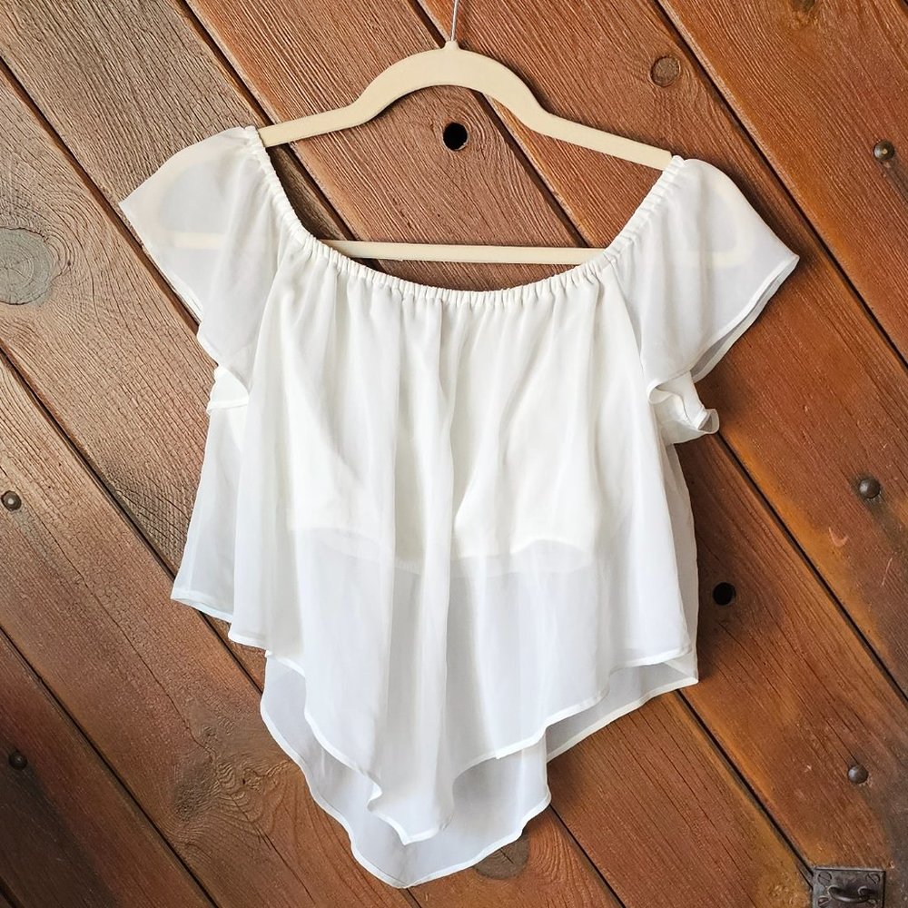 Express white size M crop top built in bra